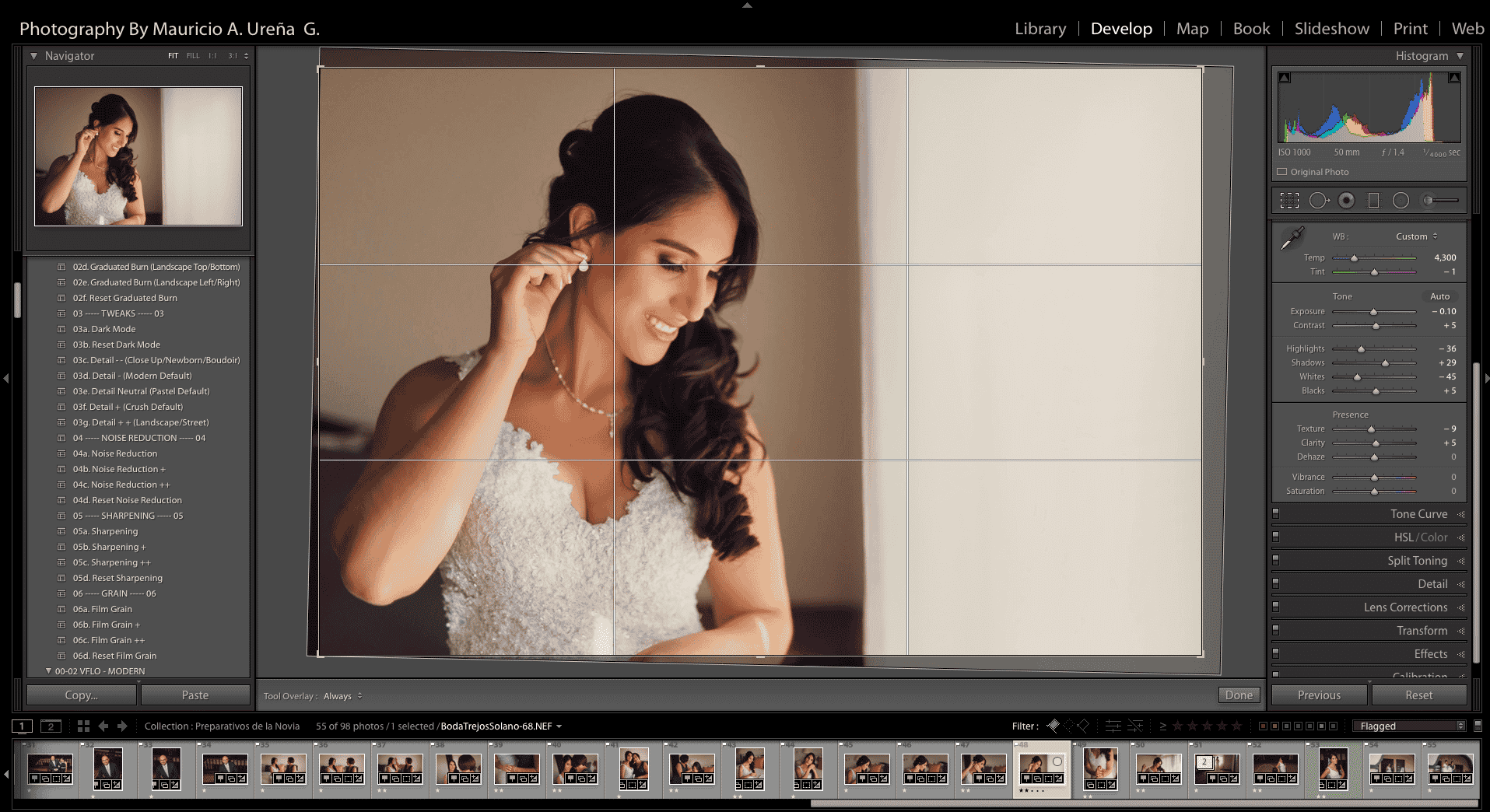 Costa Rica Wedding Photographer Editing Lightroom
