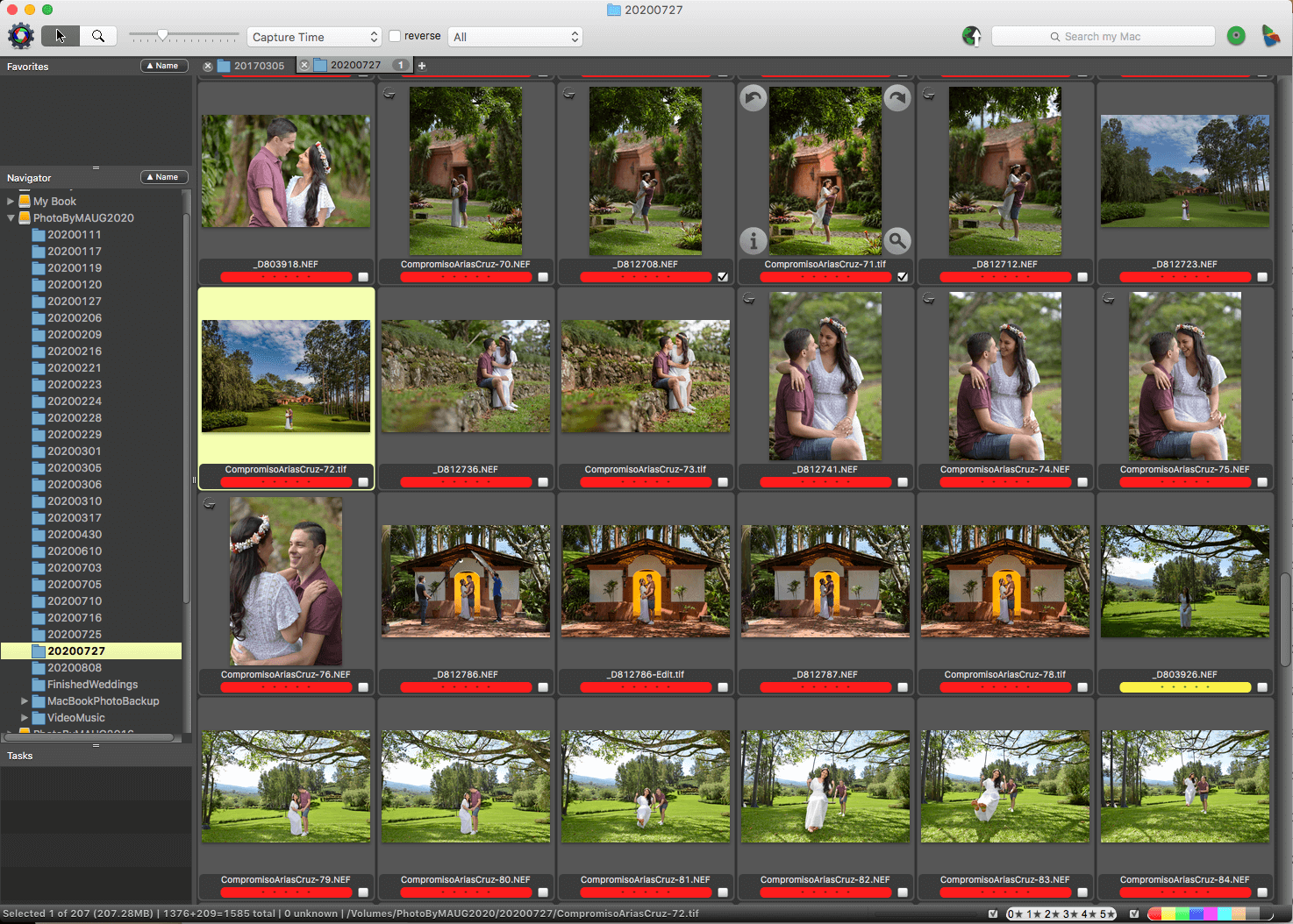 Costa Rica Wedding Photographer Workflow