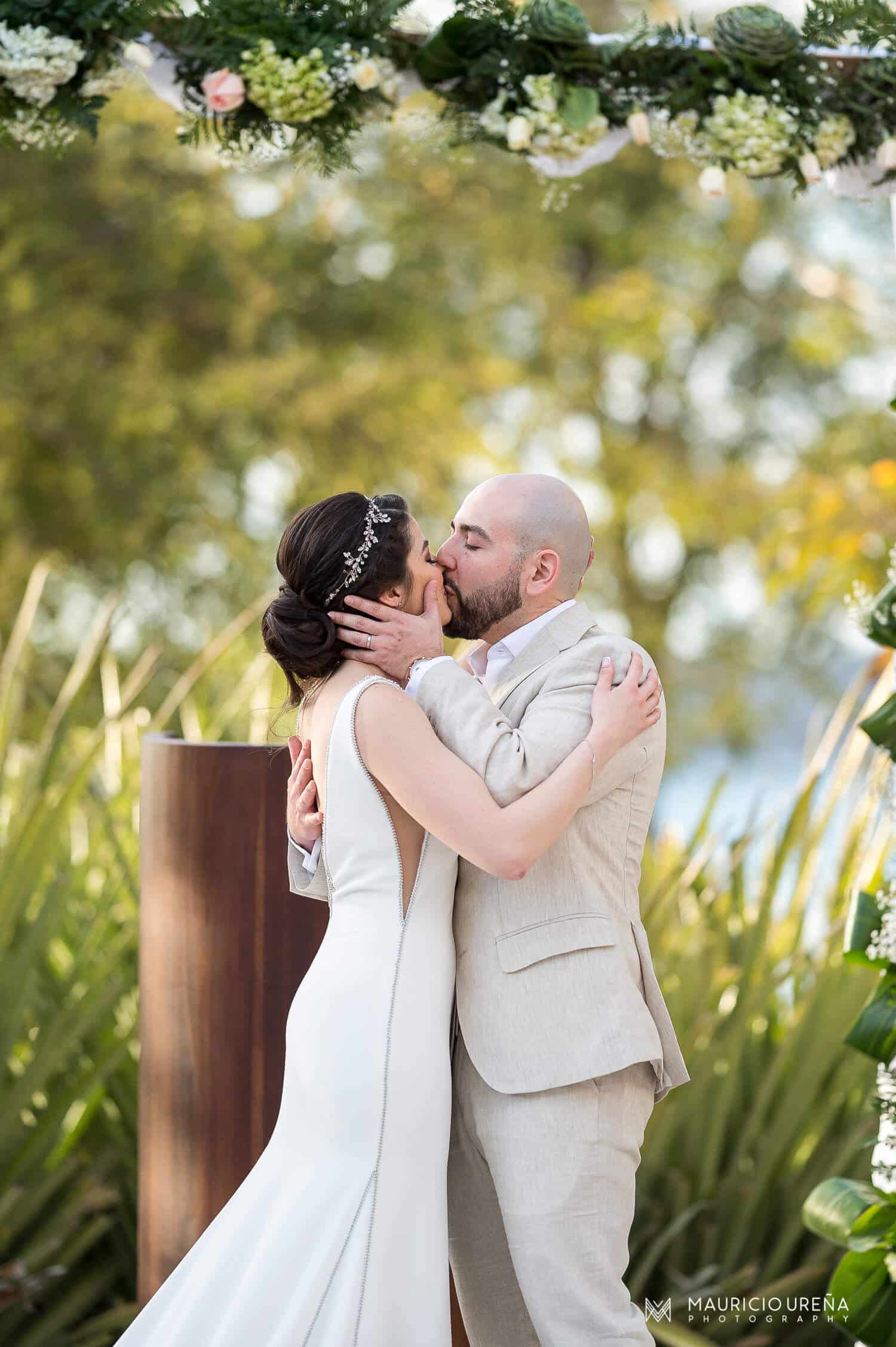 El Mangroove Beach Wedding Venue Ceremony first kiss