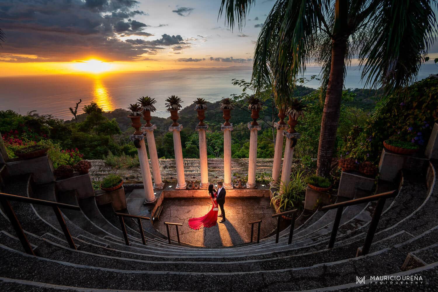 Villa-Caletas-Amphitheater-Sunset-Rehearsal-Dinner-Portraits-Costa Rica-Wedding-Photographer-1