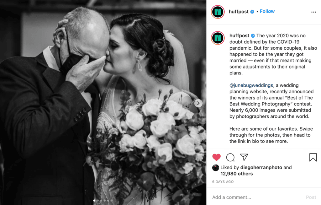 Huffpost Instagram screen capture about the news of featuring Mauricio Ureña Photography